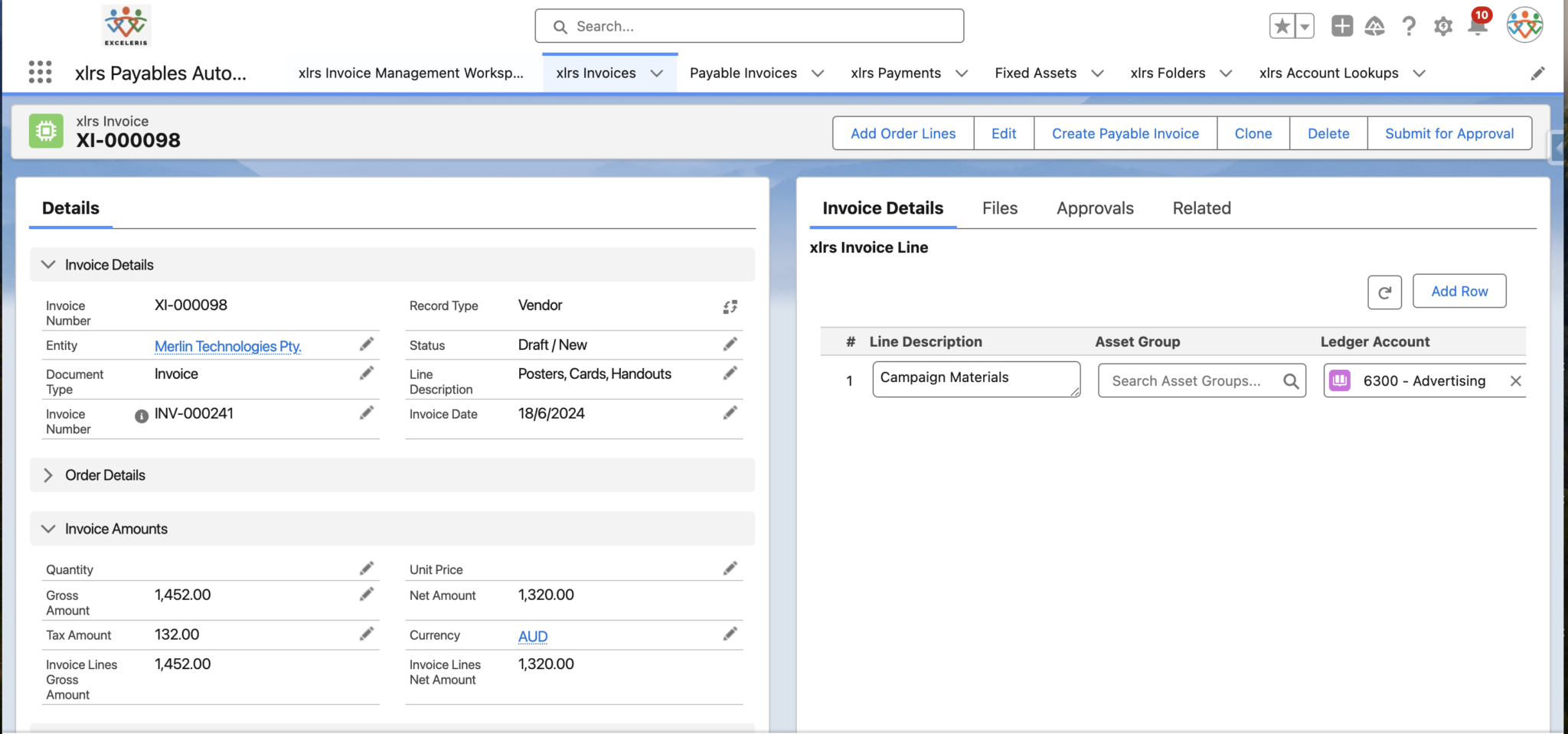 Auto coding of invoices